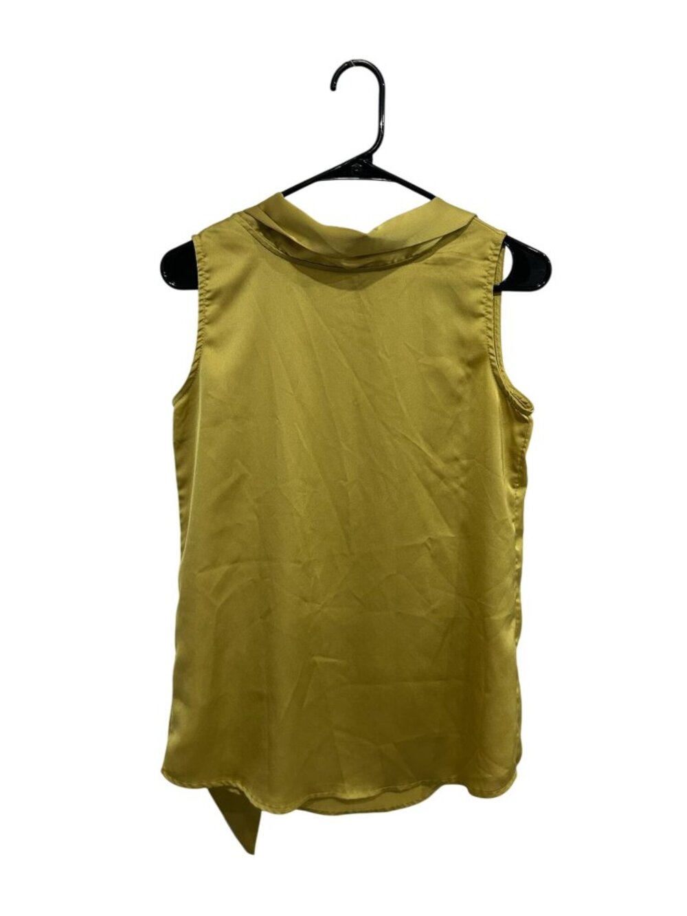 Shein XS Sleeveless Yellow Blouse Tie Neck Minimalist Muted Palette
